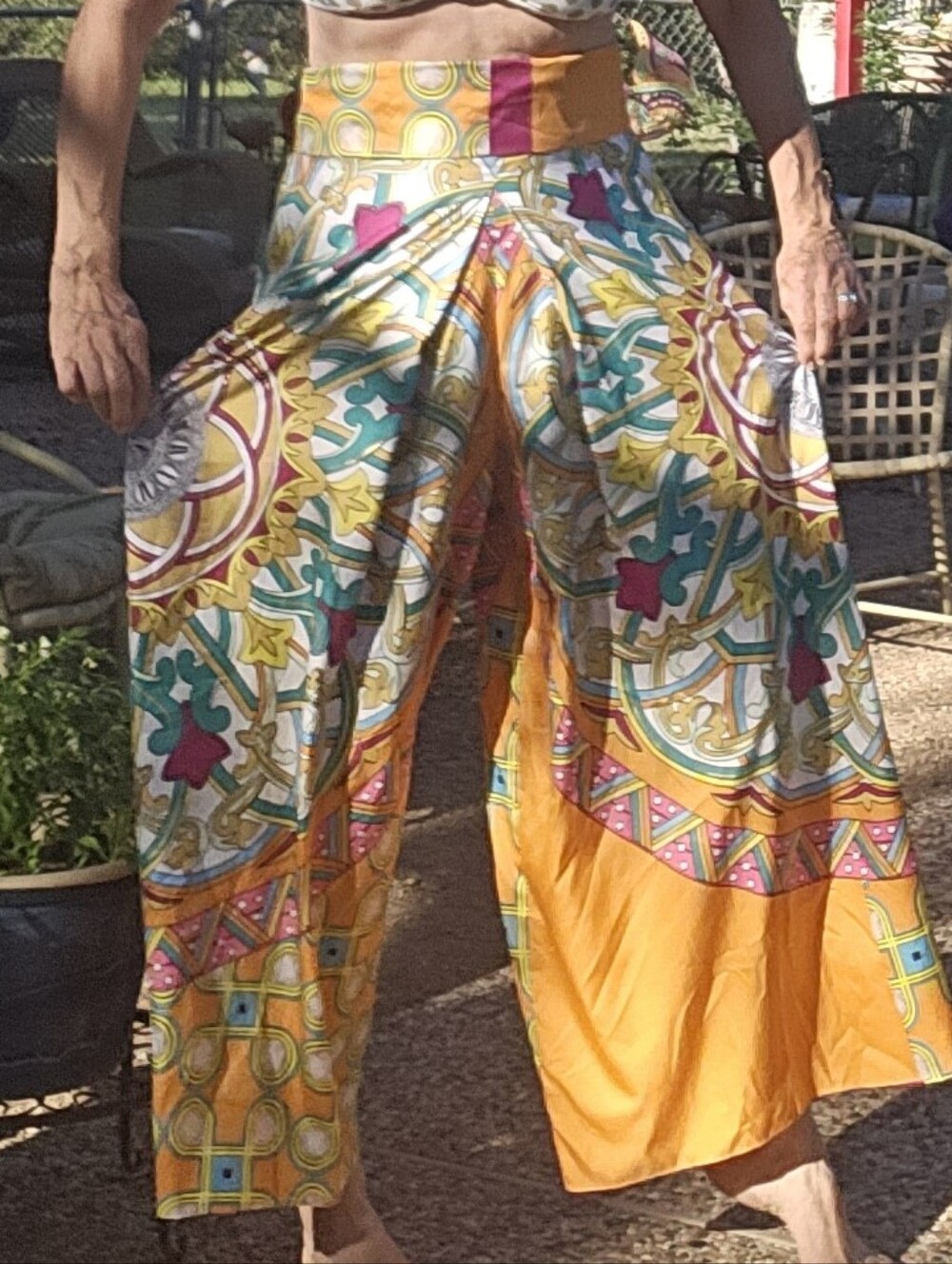 Jennifer Tattanelli Casini Italy 100% Viscose Bohemian Abstract Wide Leg Pants S
